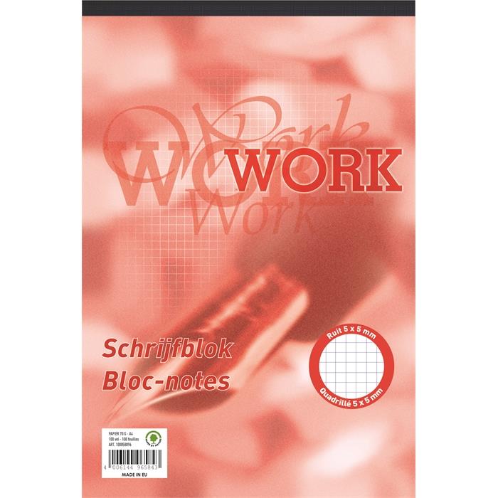 Image de WORK Bloc-notes A4 100f 70g quadrillé 5x5mm