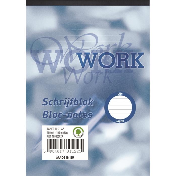 Image de WORK A7 couverture carton agrafé bloc-notes ligné 200 pages