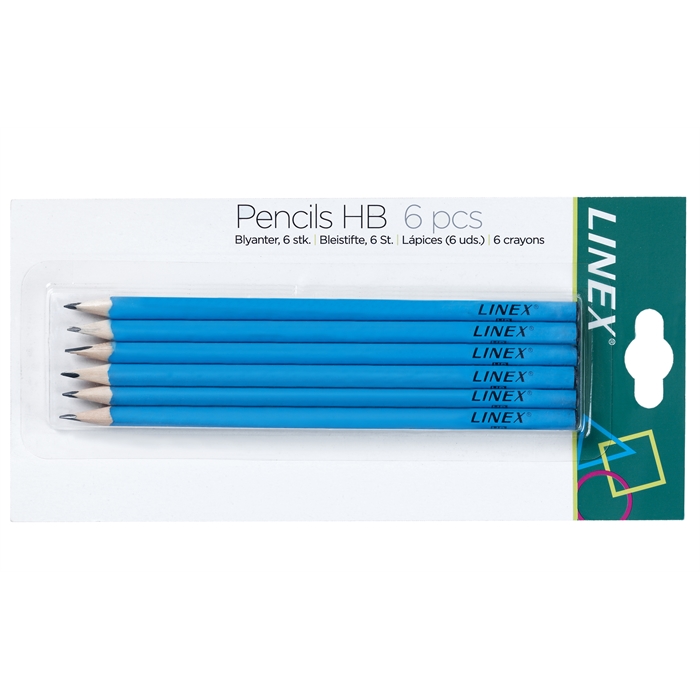 Image de LINEX set de 6 crayons HB bleu