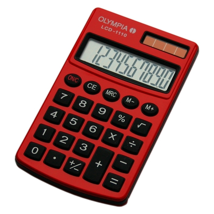 Image de OLYMPIA LCD1110R - Calculatrice de poche Ecran 10 chiffres Double Alimentation Rouge