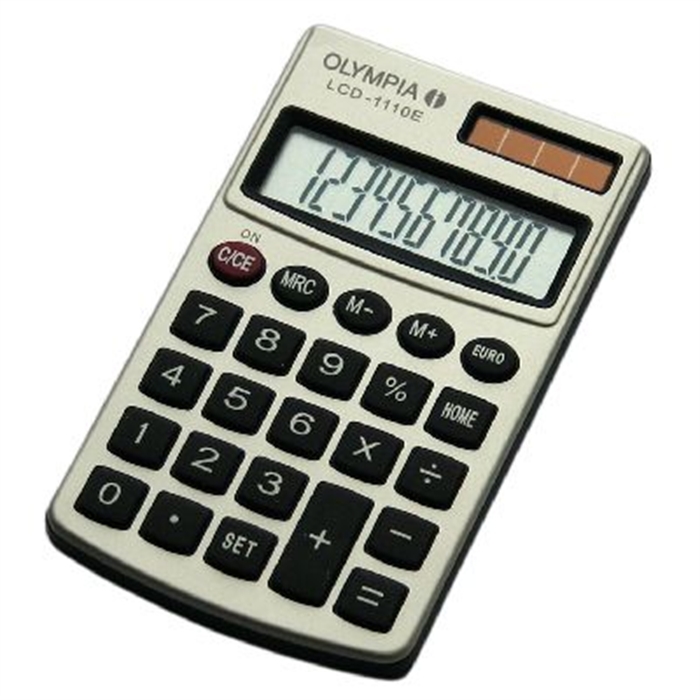Image de OLYMPIA LCD1110E - Calculatrice EURO Ecran 10 chiffres Double Alimentation Argent