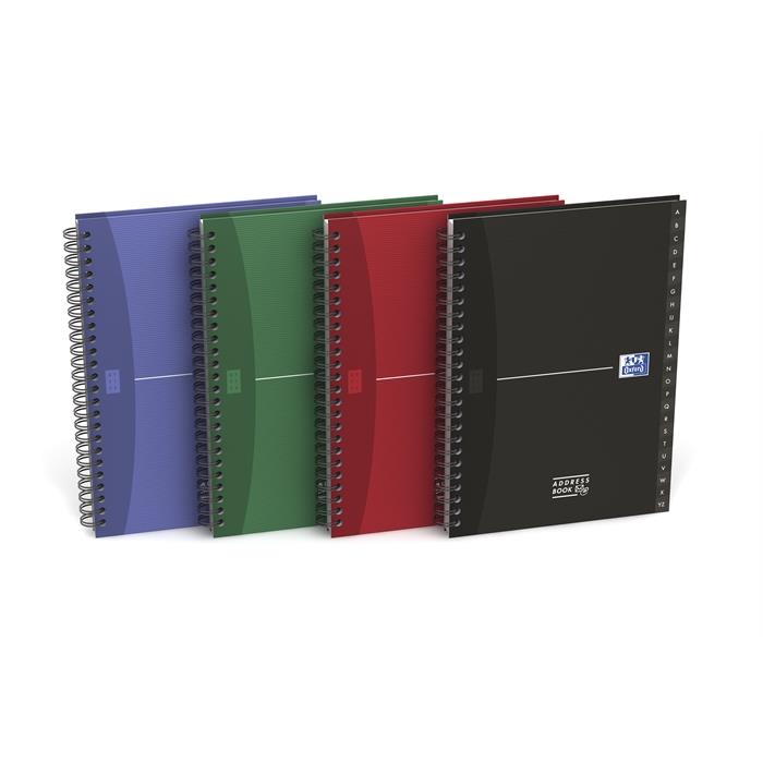 Picture of OXFORD Office Essentials A5 Hardback Twin-wire A-Z Address Book Specific Ruling 144 Pages Assorted Colours