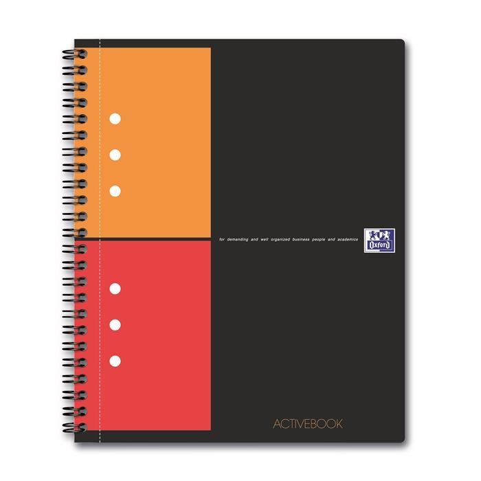 Image de OXFORD International activebook A5+ quadrillé 5mm 10 trous 80 fls 80g souple plastique couverture gris