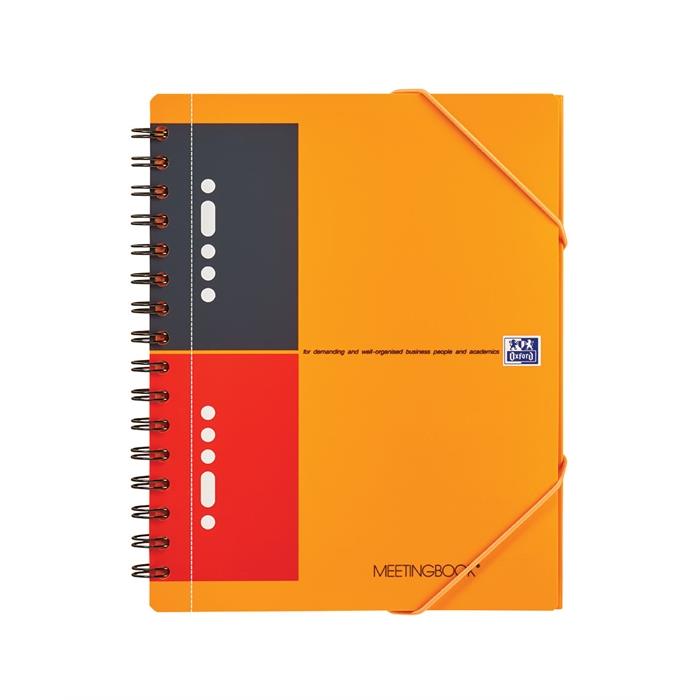 Image de OXFORD International meetingbook A5+ ligné 10 trous 80 fls 80g souple plastique couverture orange