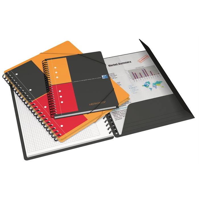 Image de OXFORD International meetingbook A5+ ligné 10 trous 80 fls 80g souple plastique couverture orange