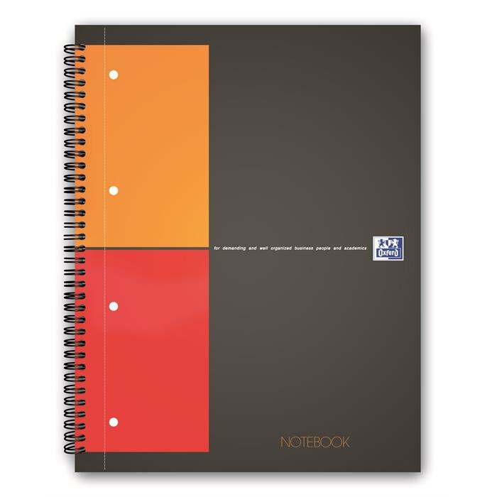 Afbeelding van OXFORD International notebook A4+ geruit 5mm 4 gaats 80 vel 80g stevige kartonnen kaft grijs