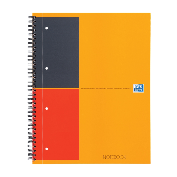 Image de OXFORD International cahier spiralé A4+ ligné 4 trous 80 fls 80g couverture en carton rigide orange