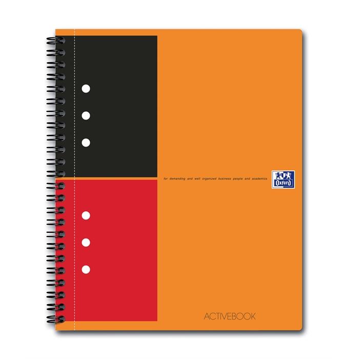 Image de OXFORD International activebook A5+ ligné 10 trous 80 fls 80g souple plastique couverture orange