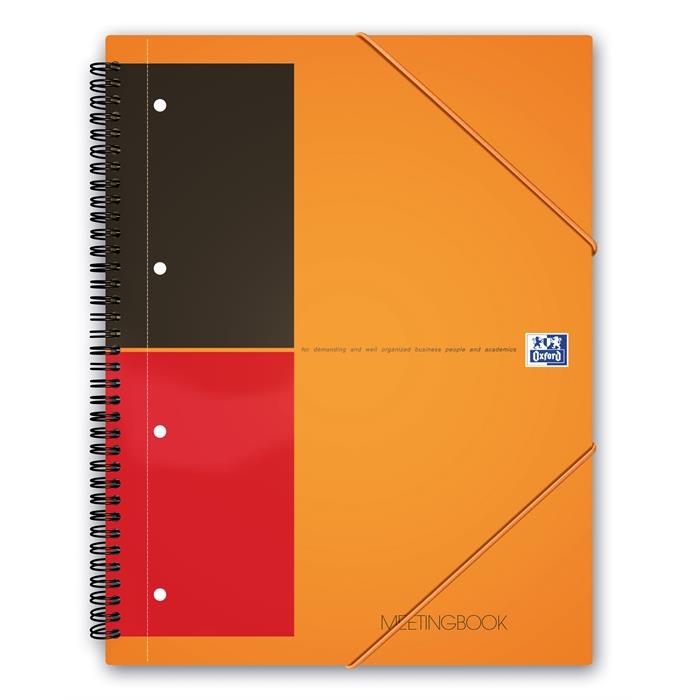 Afbeelding van OXFORD International meetingbook A4+ gelijnd 4 gaats 80 vel 80g soepele kunststof kaft oranje