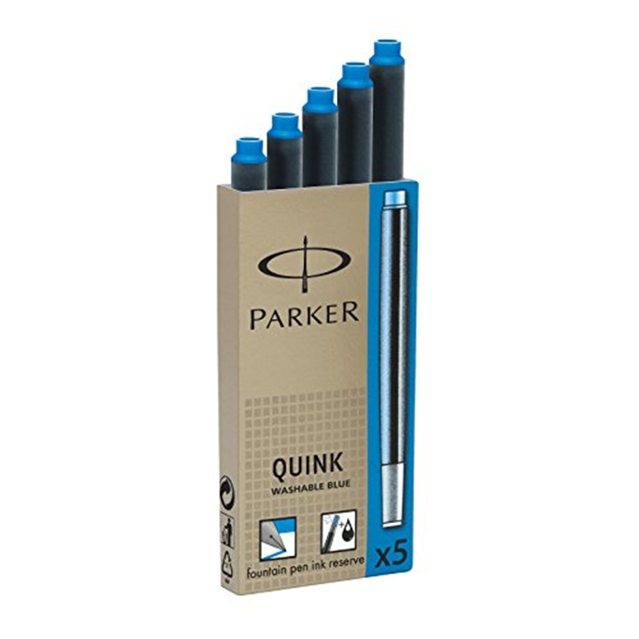 Image de 20x Parker Quink 5x recharges pour porte plume bleu lavable