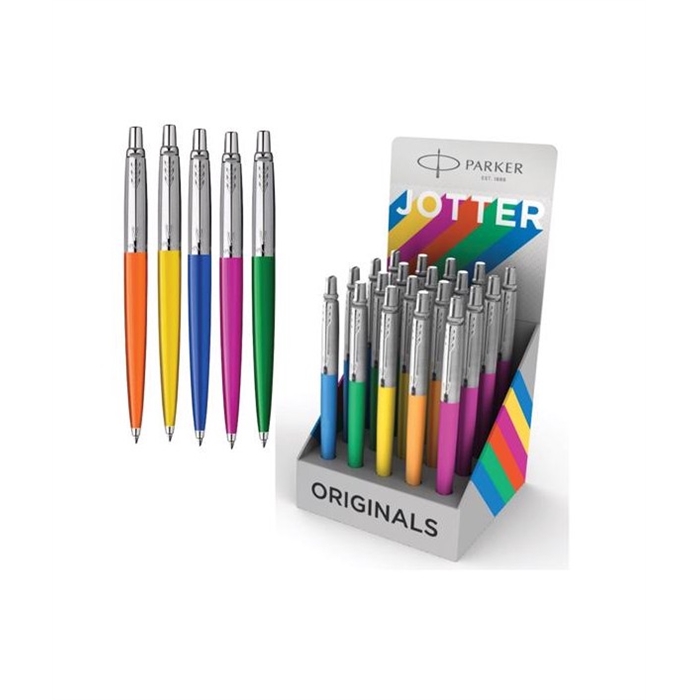 Afbeelding van Parker display van 20 Jotter balpennen in 5 verschillende kleuren