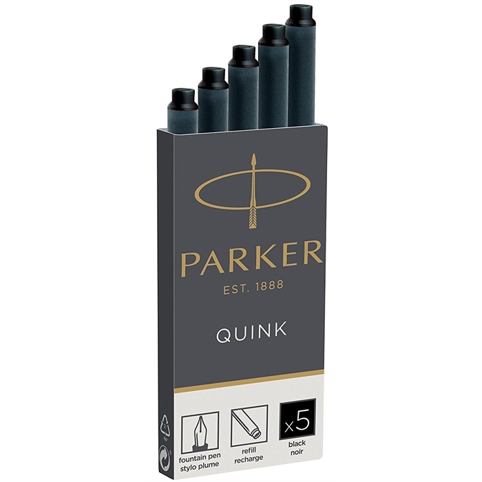 Image de 20x Parker Quink 5x recharges pour porte plume NOIR PAS lavable