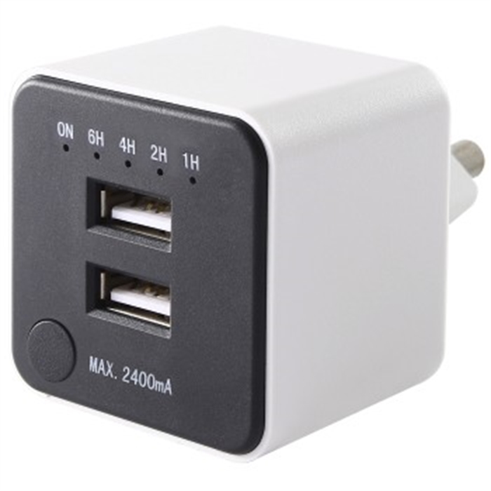 Afbeelding van USB lader met 2 USB poorten max 2.4A ingebouwde timer functie, Wit