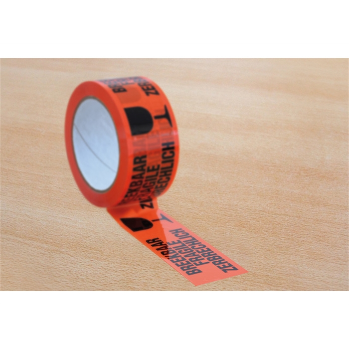 Image de Tape d'emballage Raadhuis 50mmx66m orange fragile 3 rouleaux