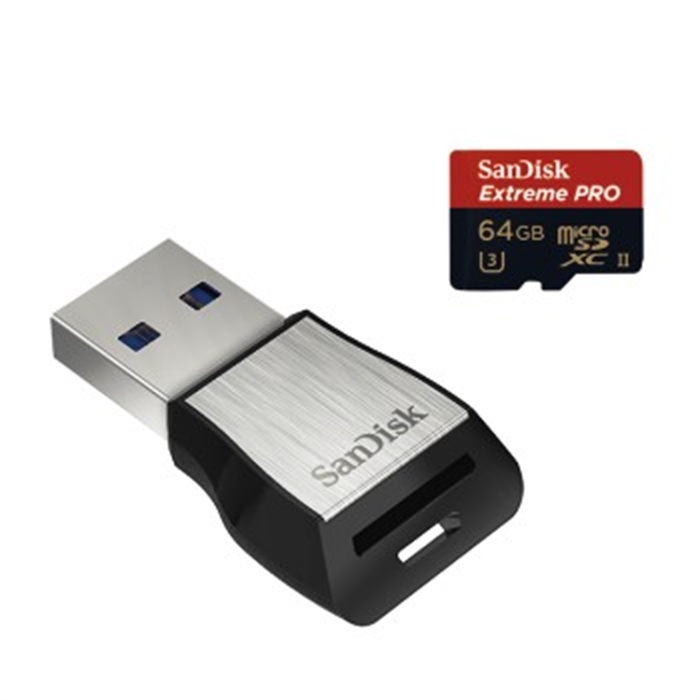 Image de SANDISK 173318 - Carte M.SDXC 64GB Extreme Pro 275MB/s UHS-II U3 Cl.10 + lecteur USB 3.0