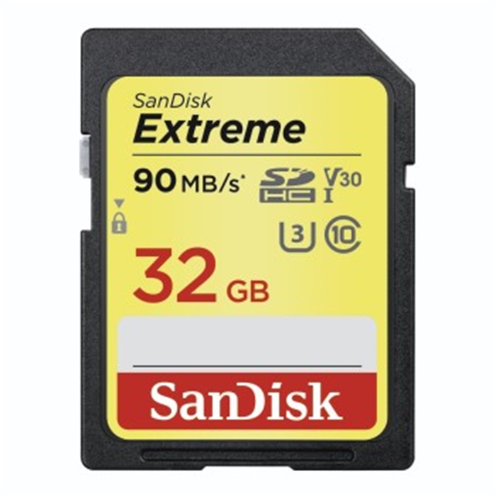Image de SANDISK 173355 - Carte mémoire SDHC Extreme, 32GB, V30, U3, 90/40MB/s
