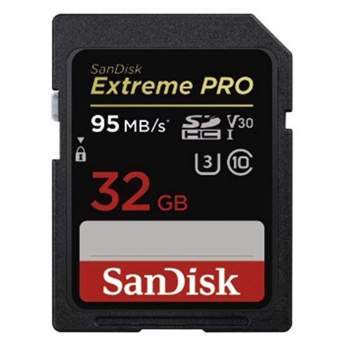 Image de SANDISK 173368 - Carte mémoire SDHC Extreme Pro, 32GB, V30, U3, 95/90MB/s