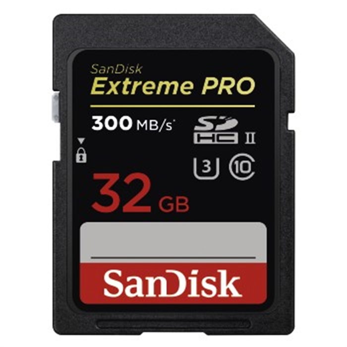 Image de SANDISK 173373 - Carte mémoire SDHC Extreme Pro, 32GB, Cl.U3, UHS-II, 300/260MB/s