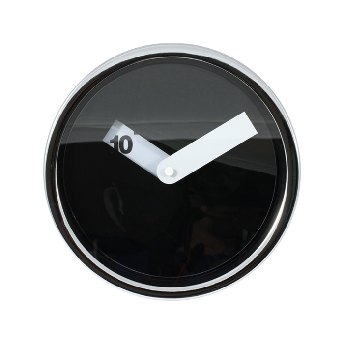 Afbeelding van wandklok TIQ design chrome diameter 200mm zwart