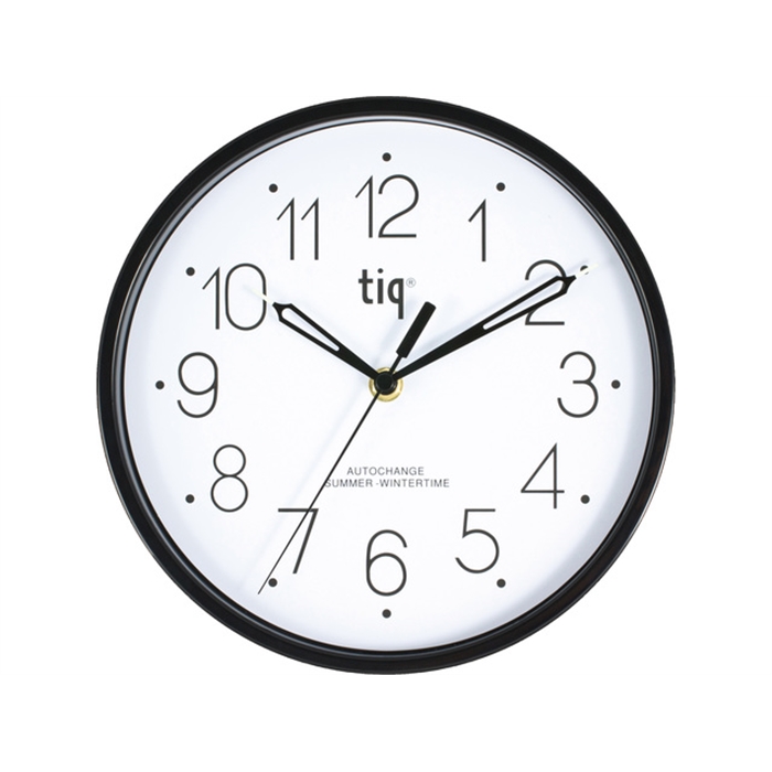 Image de Horloge murale TIQ dia. 225 mm plast. noir, cadran blanc