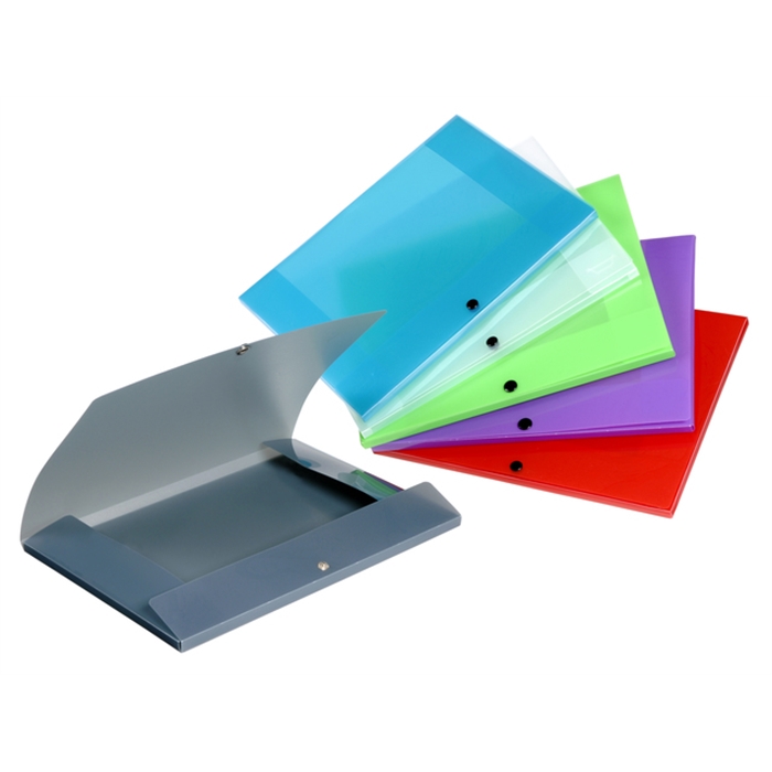 Image de farde enveloppe Viquel 240x320 (A4) fermeture à bouton      pression pp transp couleurs assorties