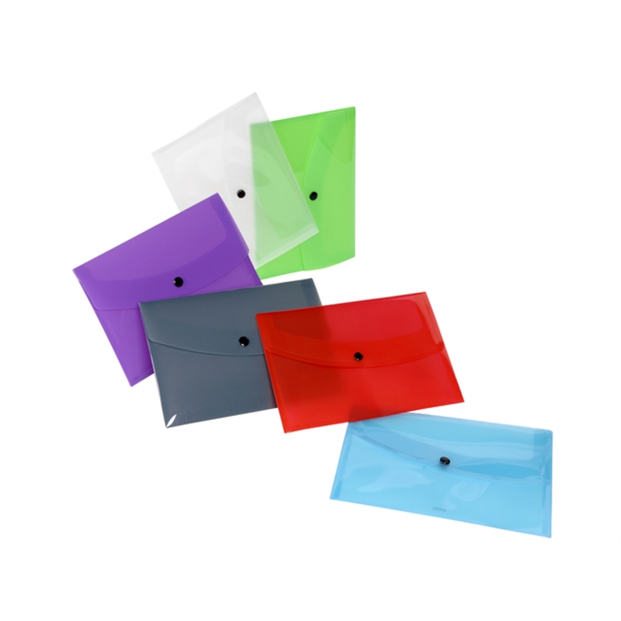 Image de farde enveloppe Viquel 170x220 (A5) fermeture à bouton      pression pp couleurs assorties