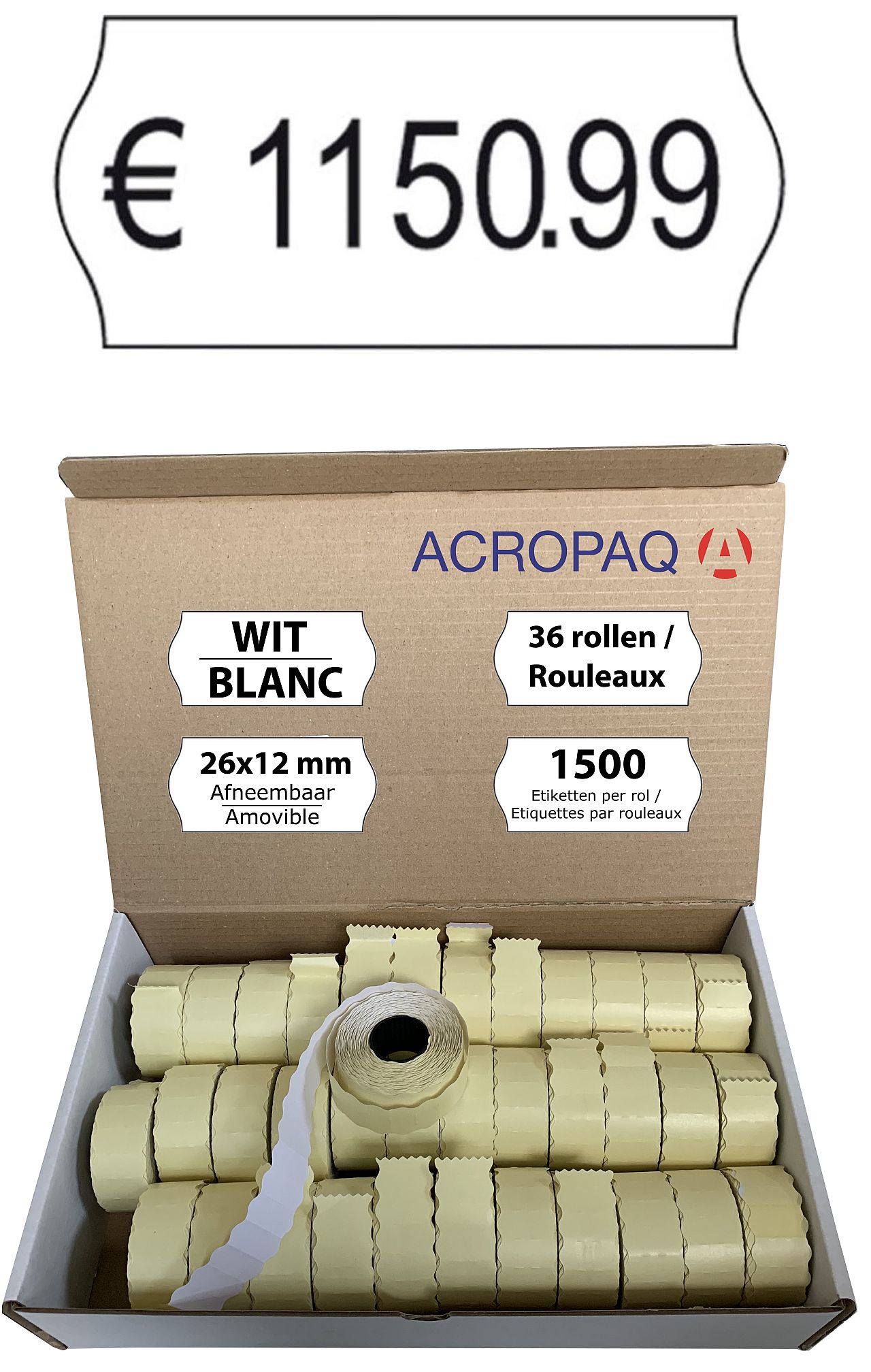 Image de ACROPAQ 26X12AW 54000 étiquettes 26x12mm blanc