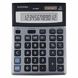 Afbeelding van ACROPAQ AC890T - Bureau rekenmachine met groot 12-cijferig scherm Geborsteld aluminium
