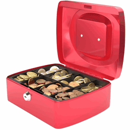 Image de ACROPAQ TS0130R - Caissette Coffret à monnaie 205x160x90mm Rouge