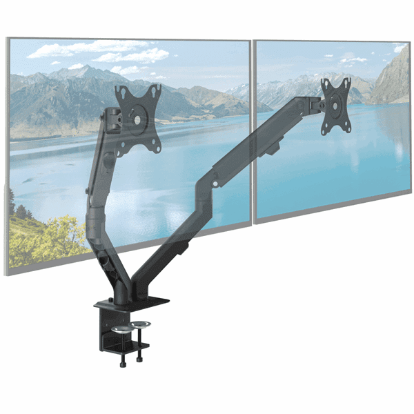 Afbeelding van ACROPAQ AM4524B - Dubbele Monitorarm Met mechanische veer Voor 2 schermen 17 tot 27 inch