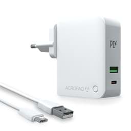 Image de ACROPAQ C2 - Chargeur rapide 30W '2-en-1' PD et Auto ID avec 1x USB-C + 1x USB-A Avec câble USB-A vers USB-C pour iPhones/iPads/Smartphones