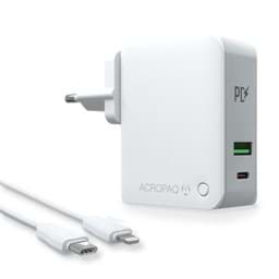 Afbeelding van ACROPAQ C3 - 30W '2-in-1' Snellader PD en Auto-ID met 1x USB-C + 1x USB-A Met USB-C naar Lightning kabel Voor iPhones/iPads