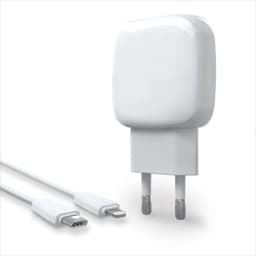 Image de ACROPAQ C5 - Chargeur rapide compact 20W '2-en-1' PD et QC3.0 avec 1x USB-C + 1x USB-A avec câble USB-C vers Lightning pour iPhones et iPads