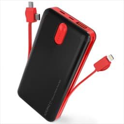 Image de ACROPAQ PB1 - Powerbank 20000mAh avec câbles intégrés - Sorties : Lightning / Micro-USB / USB-C / USB-A - Pour tous vos smartphones Noir et Rouge