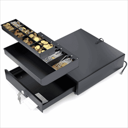 Image de ACROPAQ 335S - Tiroir Caisse 33cm Compact Automatique avec RJ11 24V pour imprimante POS Caisse enregistreuse 41cm Noir
