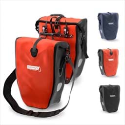 Image de ACROPAQ Sacoche de vélo pour porte-bagages 100% Imperméable 25.4L Avec bandoulière et poignée Rouge