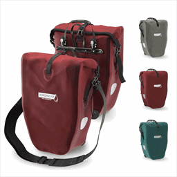 Image de ACROPAQ Sacoche de vélo pour porte-bagages 100% Imperméable 25.4L Avec bandoulière et poignée Merlot rouge