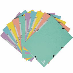 Image de 10x Chemise à élastiques carte lustrée 400g/m2 Aquarel - A4 - Couleurs assorties