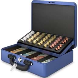 Image de ACROPAQ TS300B - Premium Coffret caisse à monnaie 300x245x90mm Monnayeur Bleu