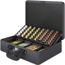 Image de ACROPAQ TS358S - Premium Grand Coffret caisse à monnaie 358x273x110mm Monnayeur Gris
