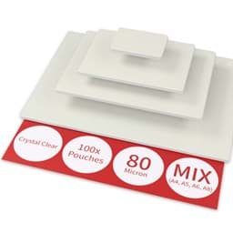 Afbeelding van ACROPAQ lamineerhoezen mix-pakket 100x 80 micron (20xA4, 20xA5, 20xA6, 40xA8 (visitekaartje))