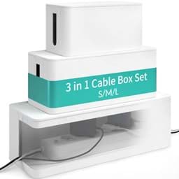 Image de ACROPAQ ACM005W - Boîte de rangement de câbles 3 en 1 L-M-S Blanc